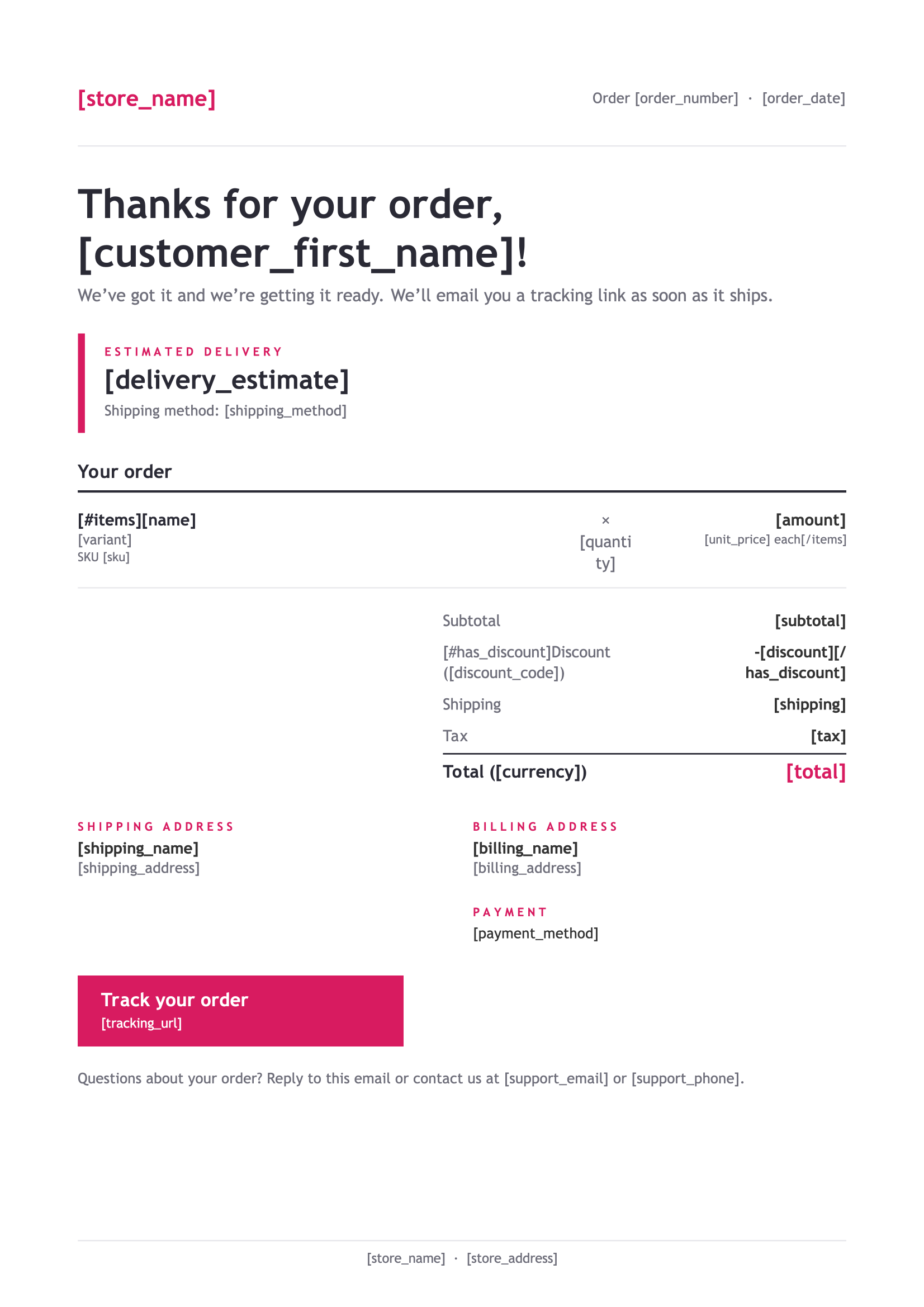 Sjabloon Orderbevestiging